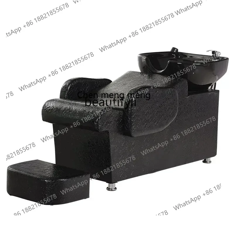 

S7486 ss Shampoo Chair Barber Shop Salon Bed Hair-Washing Chair Flushing Bed Ceramic Basin Hair Salon for Hair Salon