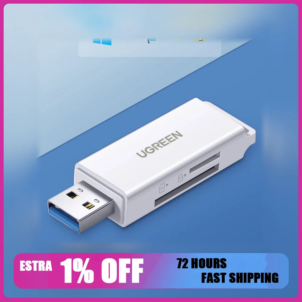 UGREEN 40751 USB 3.0 SD TF 2 In 1 Card Reader Memory Card Adapter for Computer Laptop