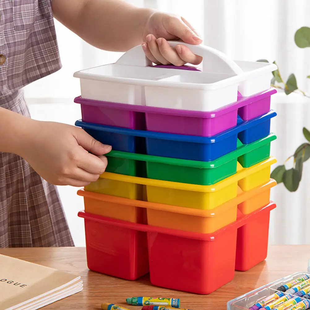 

1Pcs Colorful Plastic Divided Organizer Basket for Art Materials School Supplies Craft Storage Desk Tidy Solution