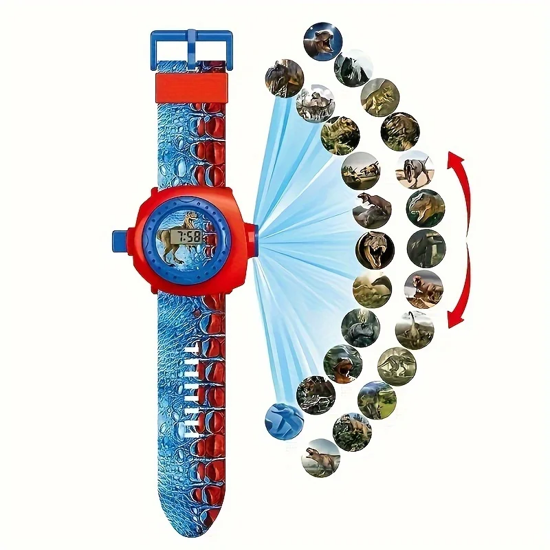 Dinosaur Projector Watch for Kids - 24 Image Flashlight & Timepiece - Fun and Educational School Gift