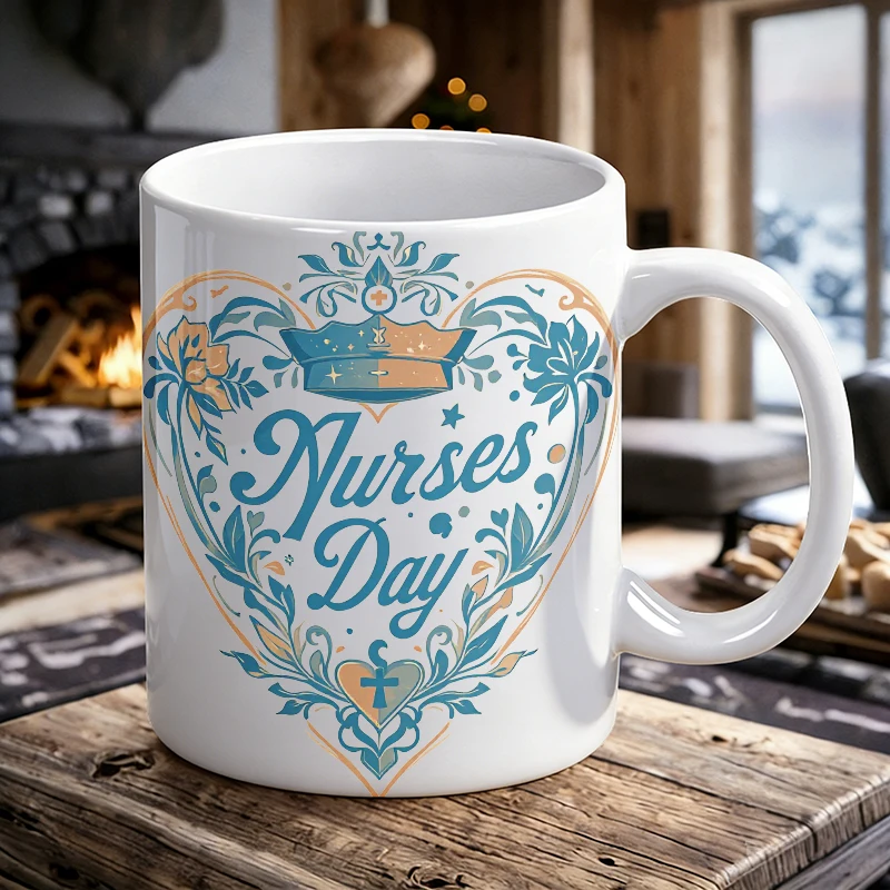 

Vintage Crown Nurses Day Ceramic Mug Elegant Nurse Appreciation Coffee Cup, Milk Cup, Office Cup,Gift for Friends,Fade-Resistant