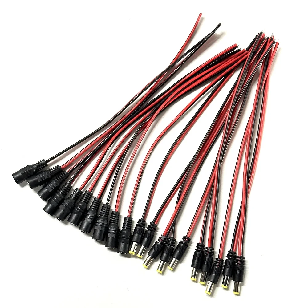 DC 남성 여성 전원 플러그 케이블 와이어 잭 어댑터 커넥터 5.5x2.1mm 12V DC 전원 피그테일 케이블 잭 CCTV 카메라 커넥터용