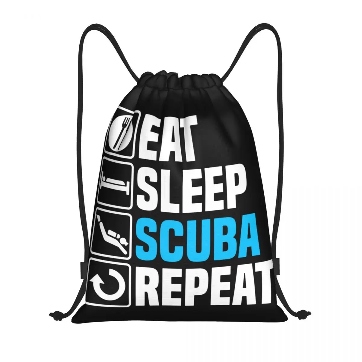 Custom Funny Eat Sleep Scuba Diving Drawstring Backpack Bags Women Men Lightweight Diver Gym Sports Sackpack Sacks for Training