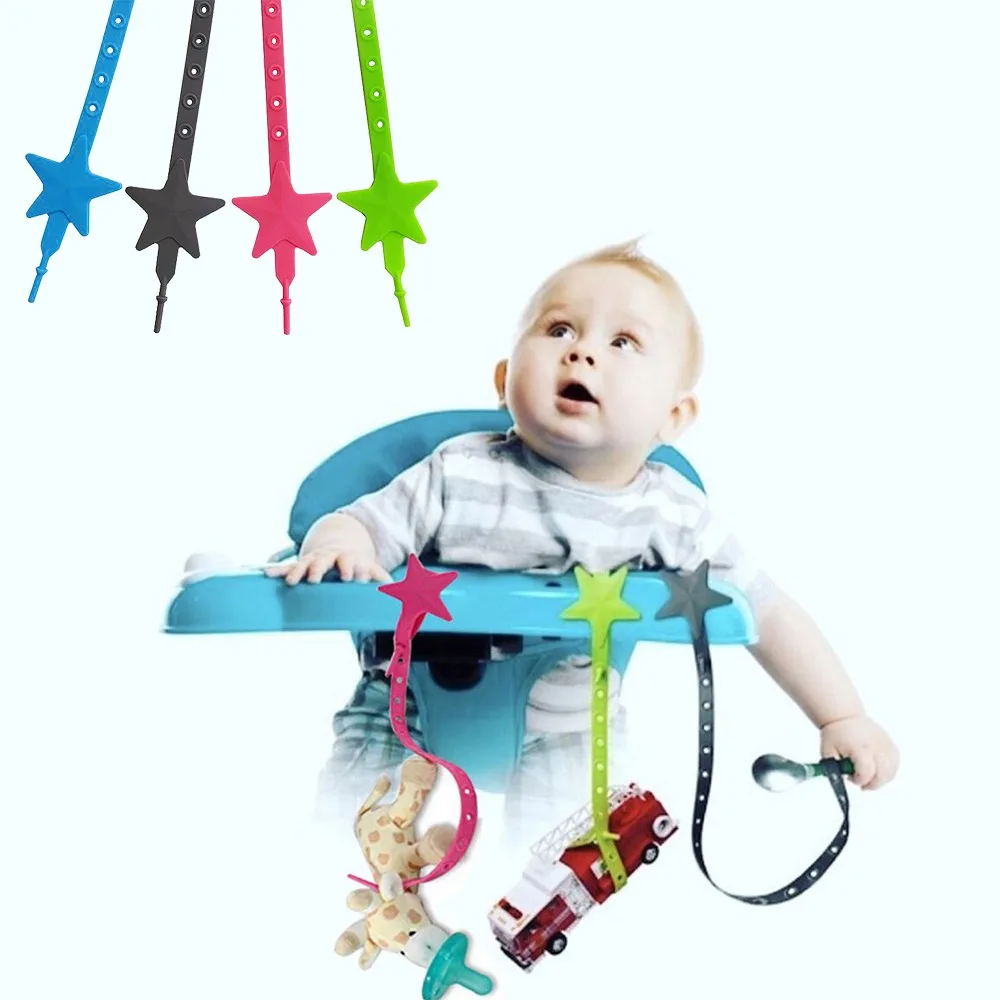 

Baby Kids Toy Holder Organizer Non-Toxic Teether Strap Silicone Star Pacifier Chain Stroller Hook Teether Pacifier Chain