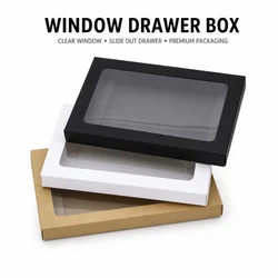 Kraft Cardboard Phone Case Packaging Box Red/White/Brown/Black Paper Drawer Box With Clear Window
