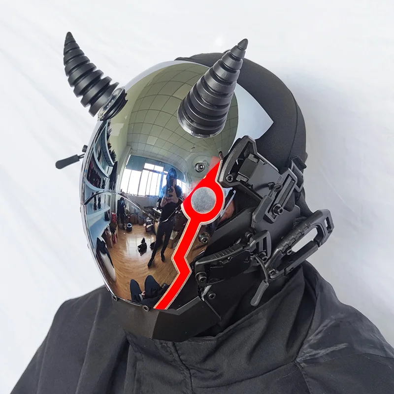 Gothic Devil Horns Mask Cyber Punk Masks Fashion For Men Women Music Festival Cosplay Technology Motorcycle Racing Helmet Dress