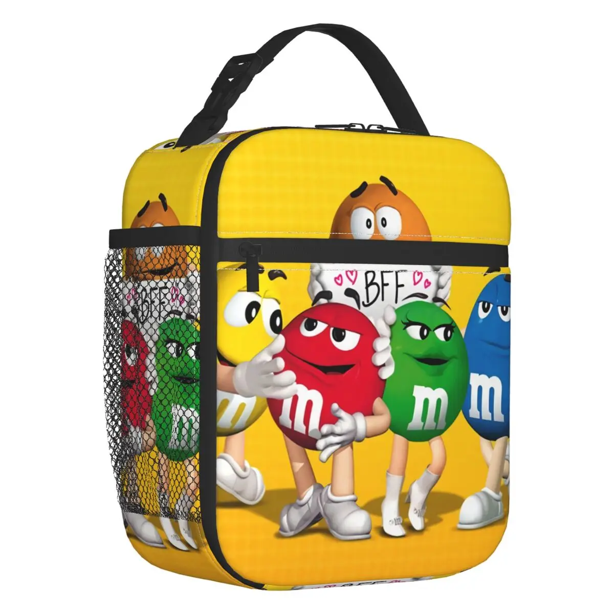 

Custom Cartoon M&M'S Ideas Resuable Lunch Box for Women Candy Chocolate Thermal Cooler Food Insulated Lunch Bag School Children