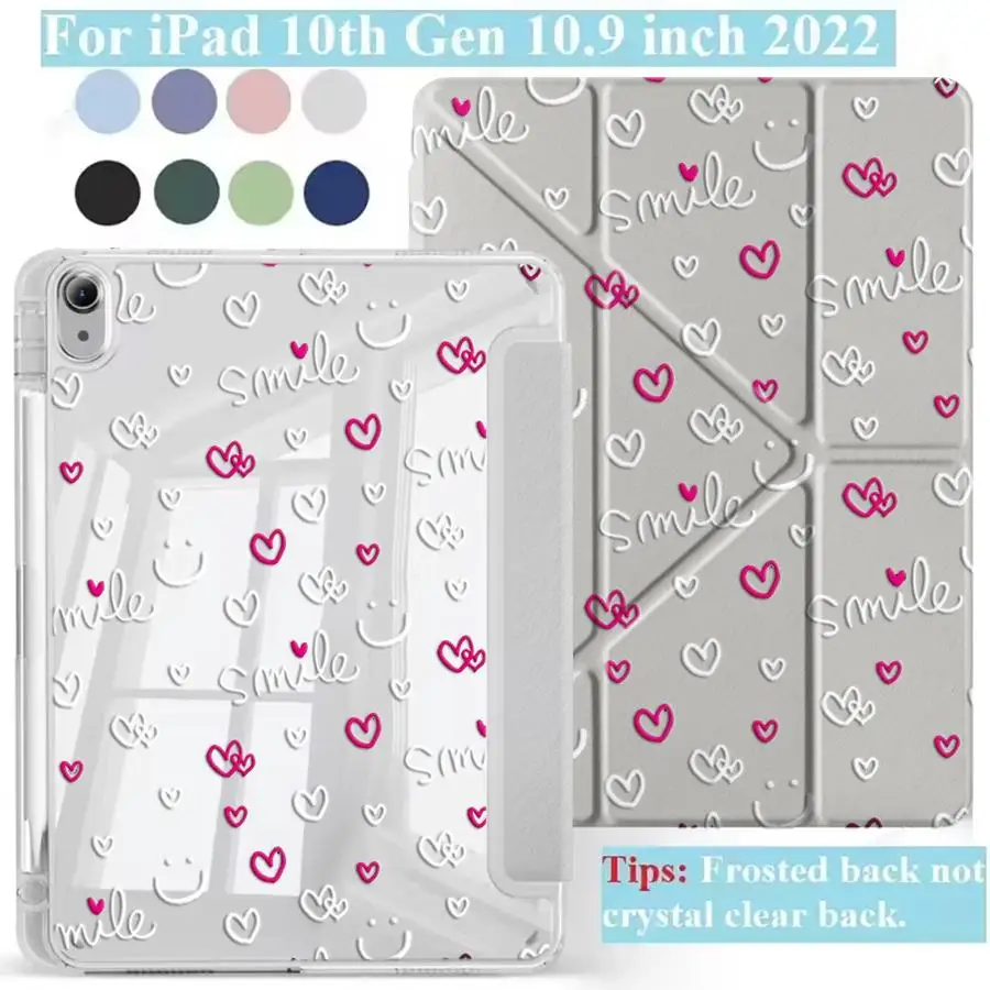 

Tablet Case For iPad Air 4 5 M3 M2 M4 11inch Mini 6 7 Pro 11th 10th 9th 8th 7th 12.9inch Pro 2025 Holder Cover Y-Fold Sweet Pink