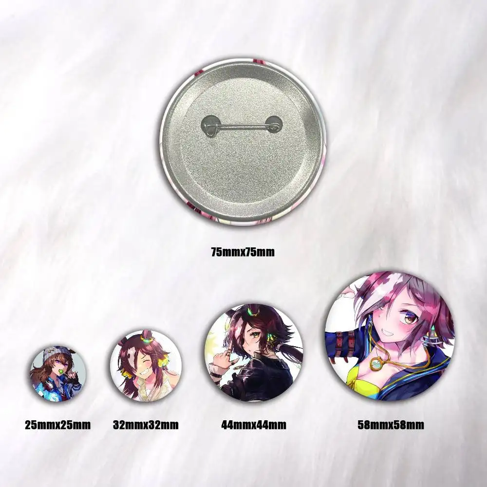 Anime Vodka Uma Creative Round Button Badges Cute Pin Brooch for Backpack Clothes Lapel Jewelry