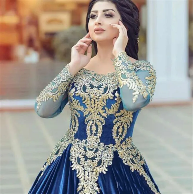 Angel Custom Muslim Blue Square Collar Prom Formal Evening Dress Long Sleeves Pleated A-LINE Women Wedding Party Guest Gowns