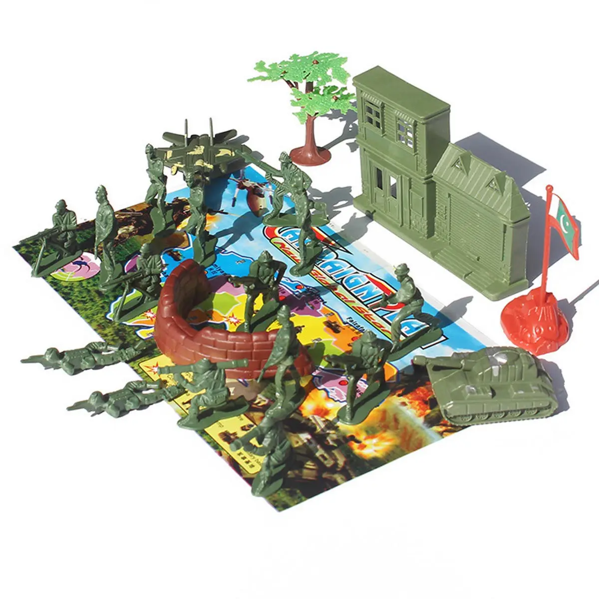 21Pcs Plastic Military Soldier Play Kit Childrens Sand Table Battle Game Creative Pretend Play Educational Party Activity Set