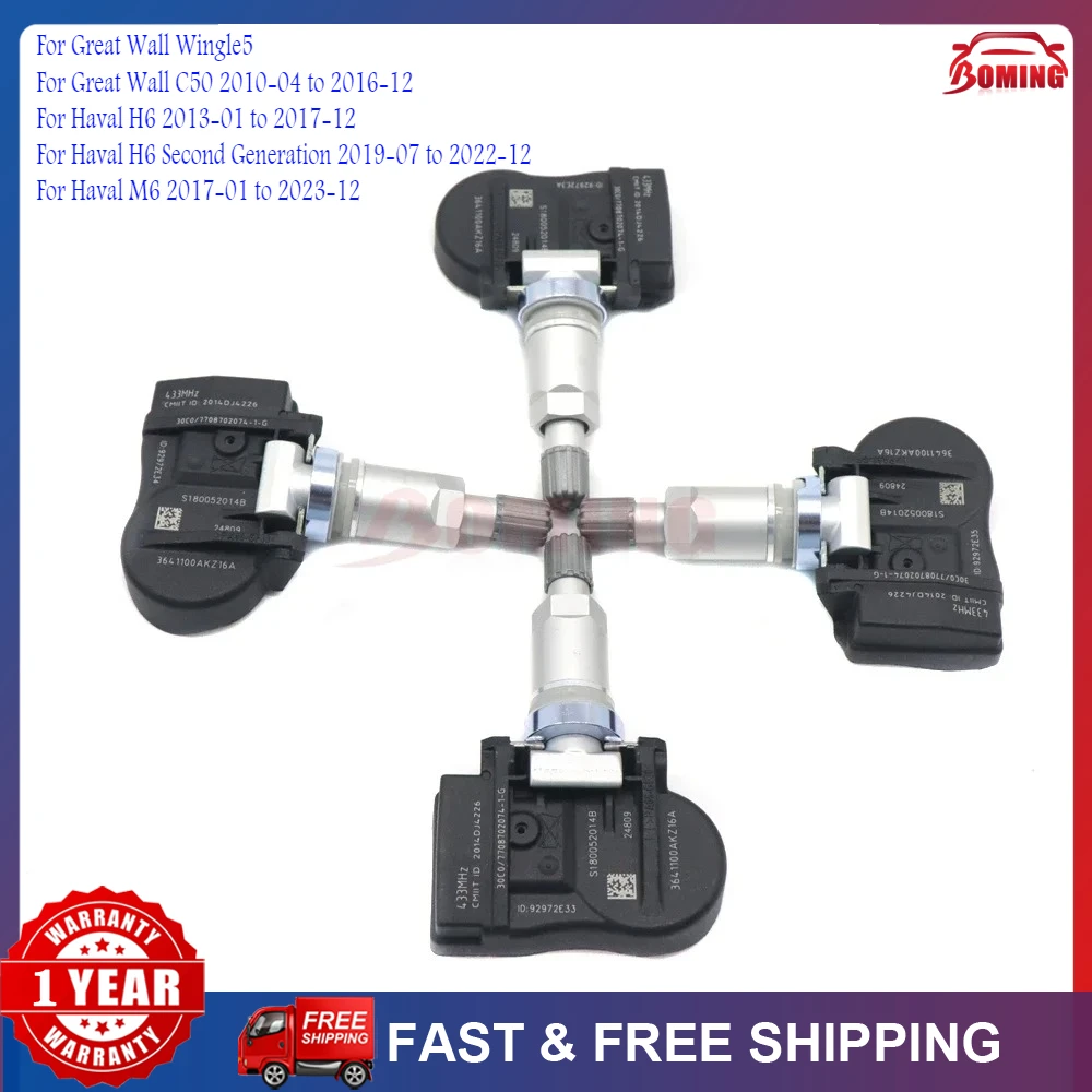 

433MHz TPMS 3641100AKZ16A Tire Pressure Sensor No Programming Required For Haval H6 M6 For Great Wall C50 Wingle5 3641100-AKZ16A