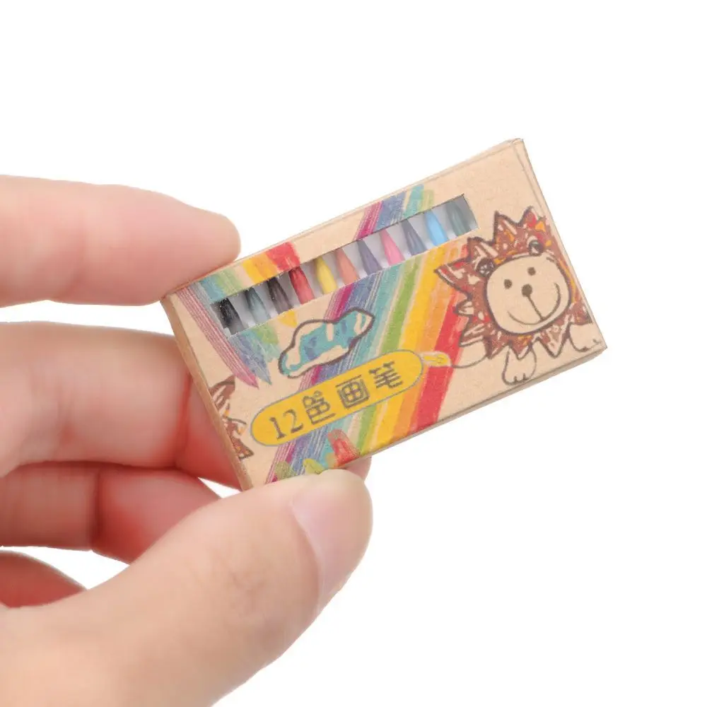 1 Set Geschenk Spielen Haus Mini Malerei Werkzeuge Bunte Kreide Puppenhaus Dekoration Miniatur Farbe Bleistift Puppen Zubehör