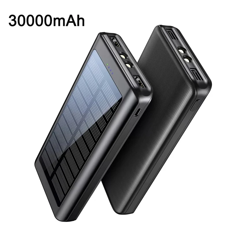 

30000mah Solar Power Bank With LED Light Outdoor Portable External Battery Charger Fast Charging Powerbank For iPhone 15 Xiaomi