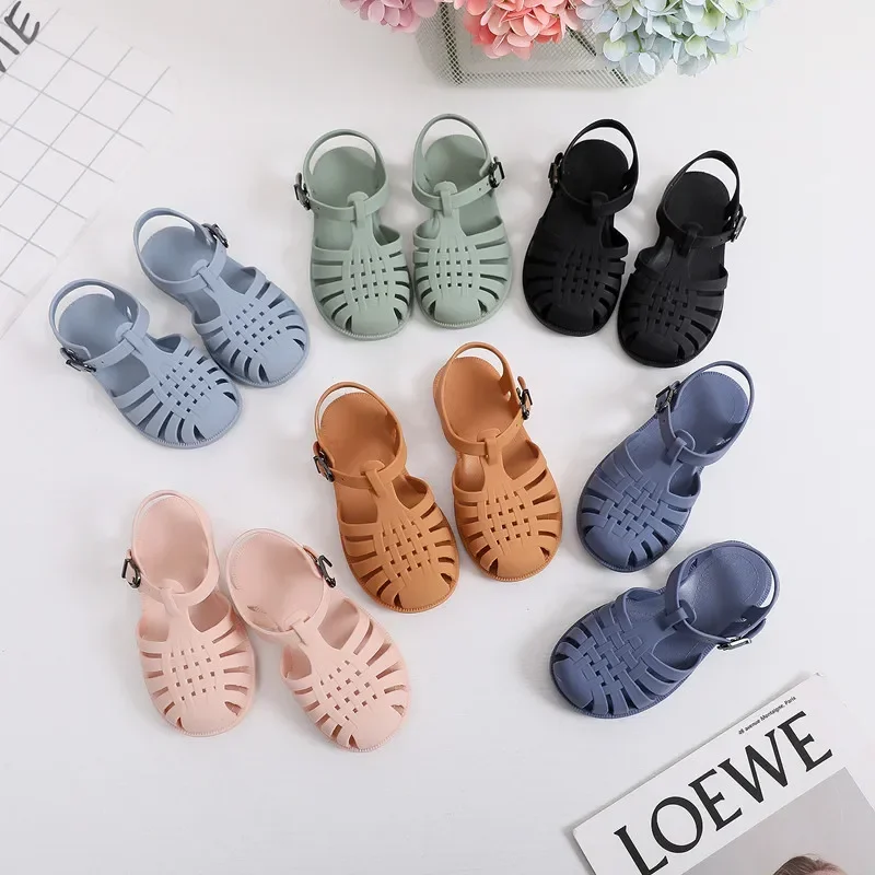 

Summer Children Sandals Baby Girls Toddler Soft Non-slip Princess Shoes Kids Candy Jelly Beach Shoes Boys Casual Roman Slippers