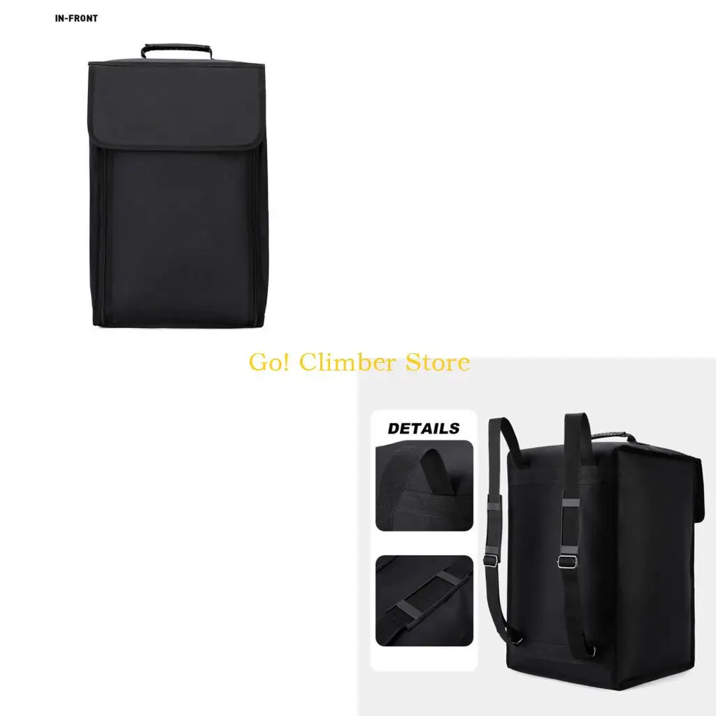 Q84C Black Soft-Sided Drum Carrying Case, 33 x 33 x 52 cm Backpack Bag with Shoulder Carry Harness and Handle for Practice