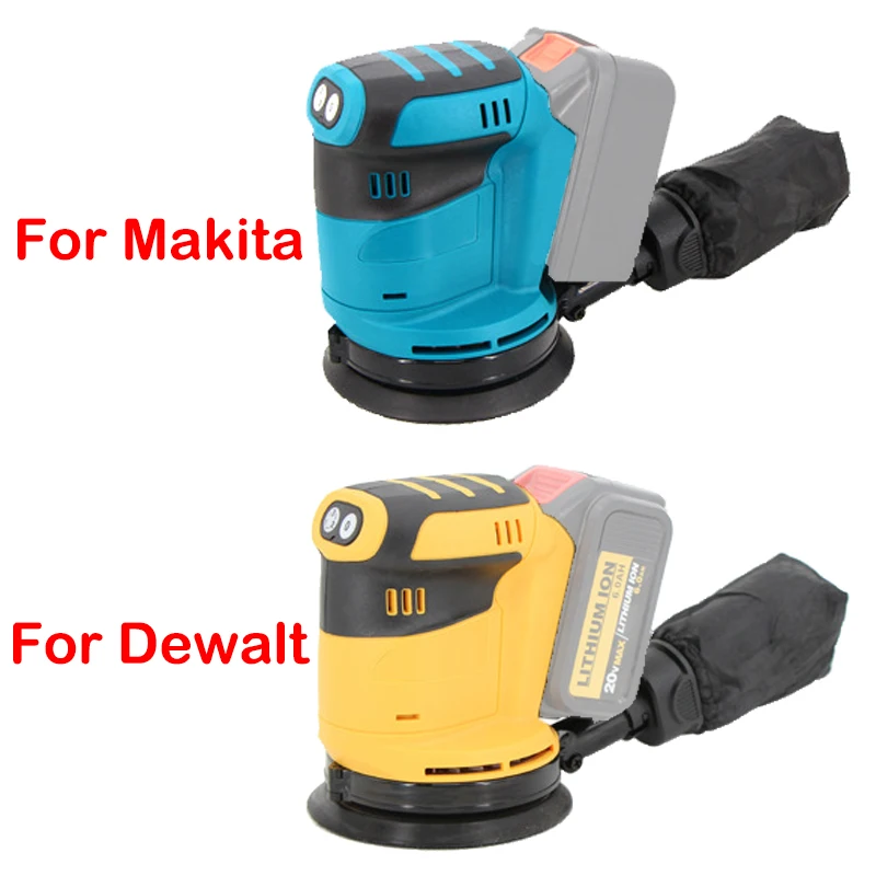 For Makita For Dewalt Cordless Electric Orbital Sander Wood Grinder Polishing Machine 3 Speeds Abrasive Power Tool Sander