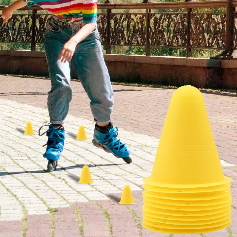 10pcs Plastic Skate Marker Cones Roller Football Soccer Training Equipment Marking Cup Roller Skating Roadblock Accessories