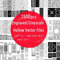 1500 adet dosyaları Hollow gravür desen malzeme kütüphane dekorasyon vektör tasarım CNC lazer Cricut Cut DXF CDR EPS SVG CDR 14GB