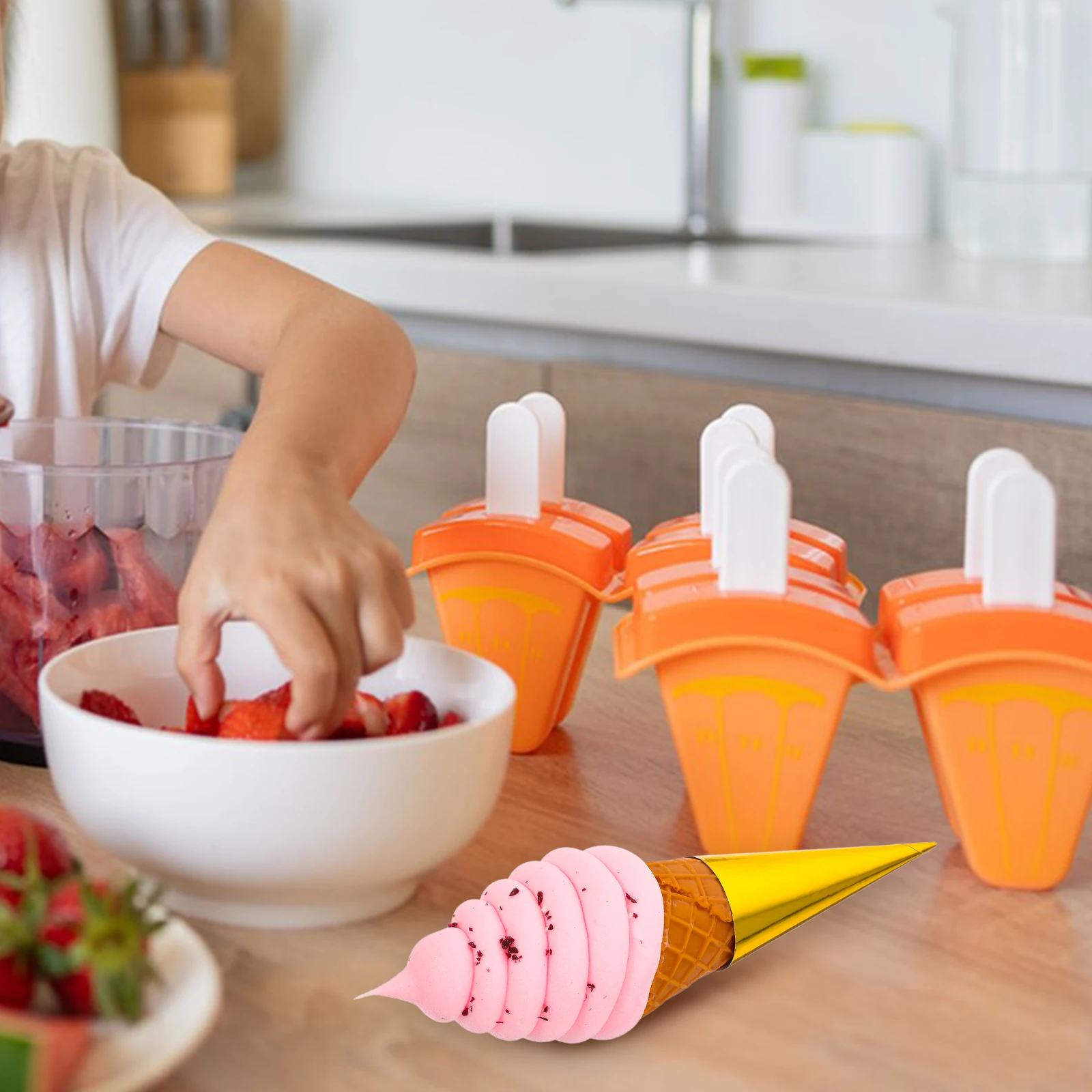 

Artificial Ice Cream Props Realistic Shape PVC Chocolate Cone Decor Fake Models Dessert Shop Display Accessories Photography