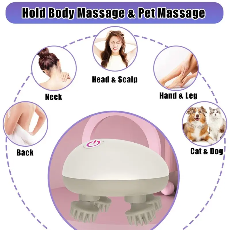 Massage de tête anti-Stress relaxant avec 8 griffes de Massage, électrique, outil de Massage du cuir chevelu Portable, conception étanche