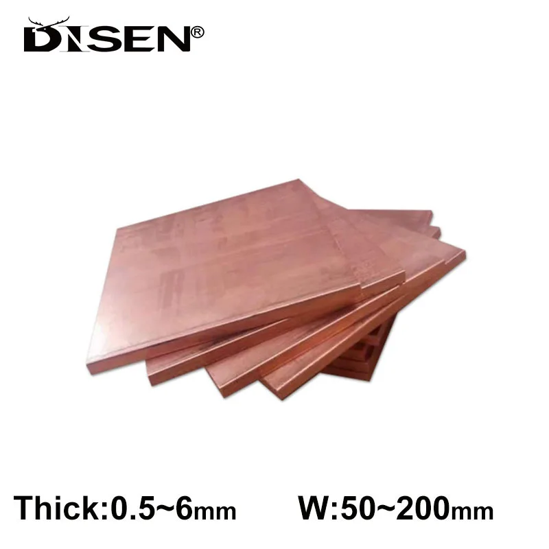 1PC 99.9% Copper Sheet T2 Copper Plate Pure Copper Cu Metal DIY Handmade Materialfor Industry Mould or Metal Art Thick0.5-6mm