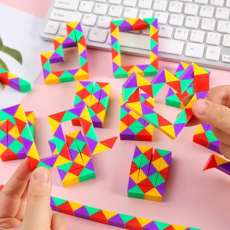 

1pcs Mini Colorful Folding Magic Ruler Toys Puzzle Antistress Cube Educational Toy Transformable Cube Kids Birthday Party Favors