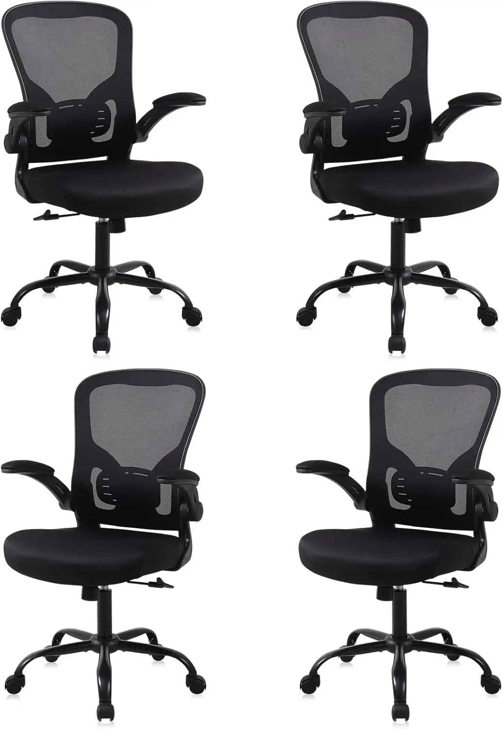 Office Chair, Ergonomic Desk Chair - Thick Cushion Adjustable Height Computer Chair with Lumbar Support, 4 Pack