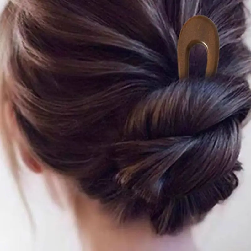 39BD Alte Holz Haarnadel Für Frauen U Form Haar Sanfte Haar Brötchen Halter – Detail 4