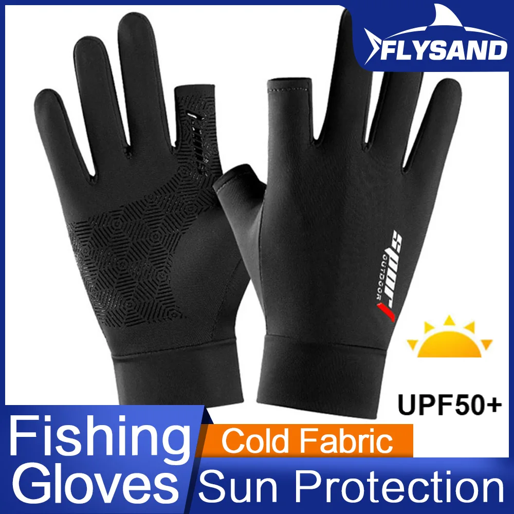 FLYSAND Fishing Catching Gloves Protect Hand Professional Release Anti-slip Fish Gloves Anti-UV Men Women Ice Cool Fishing Glove