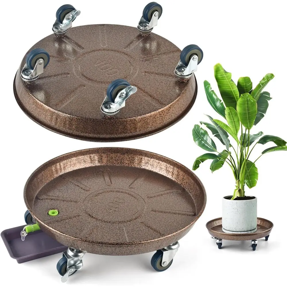 

Усиленная передвижная подставка для растений на колесах с замком, для больших горшечных растений, для использования на улице и в помещении