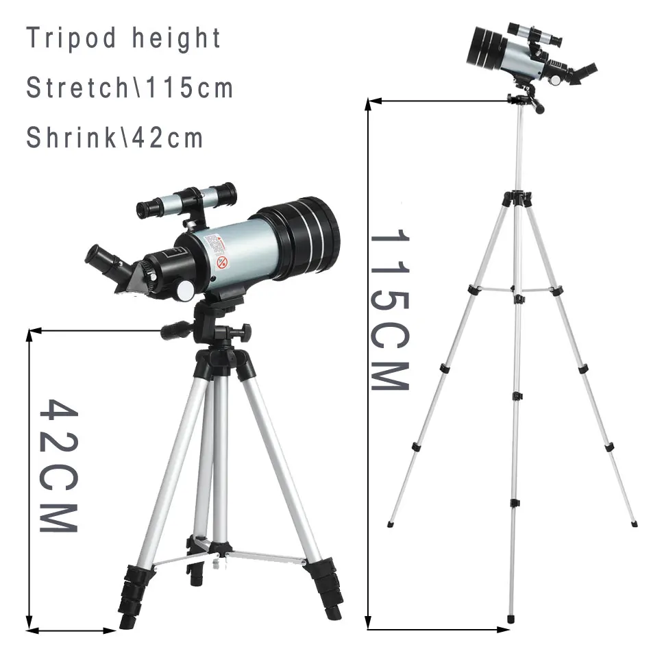 Professional Astronomical Telescope F30070M Monocular With Finder Scope 70mm Aperture 300mm Mount Protable Astronomy Refractor