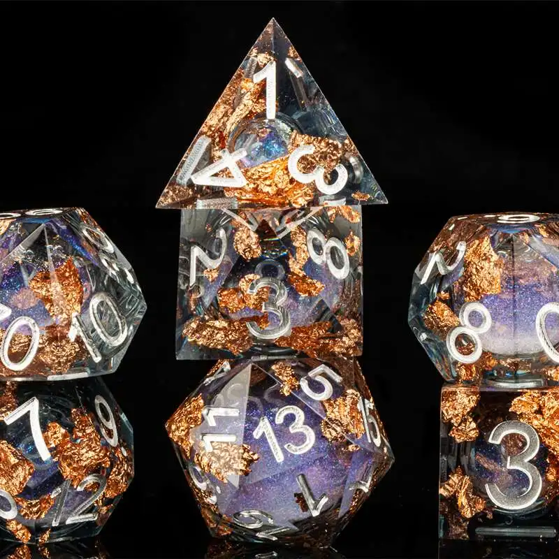 7 Dice Set Dnd Resin Dice For Dungeons and DragonsResin sharp edge dice Liquid Core D&D Polyhedral Dice Gift