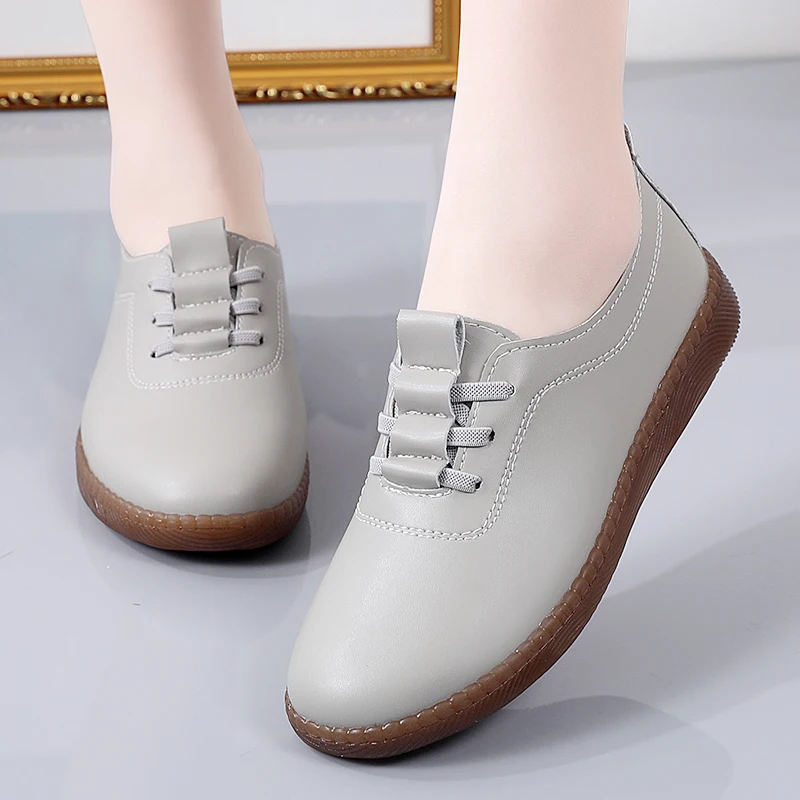 2025 الأبيض أحذية مفلكنة النساء أحذية حذاء كاجوال وتر وحيد للنساء أمي الشقق zapatos de mujer #4