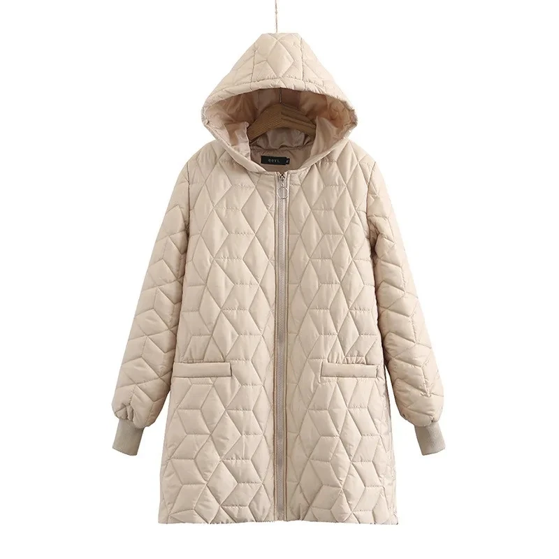 2023 Winter Light Thin Down Cotton Jacket Women\'s Padded Coat Hooded Parka Loose Thick Warm Female Long Outerwear