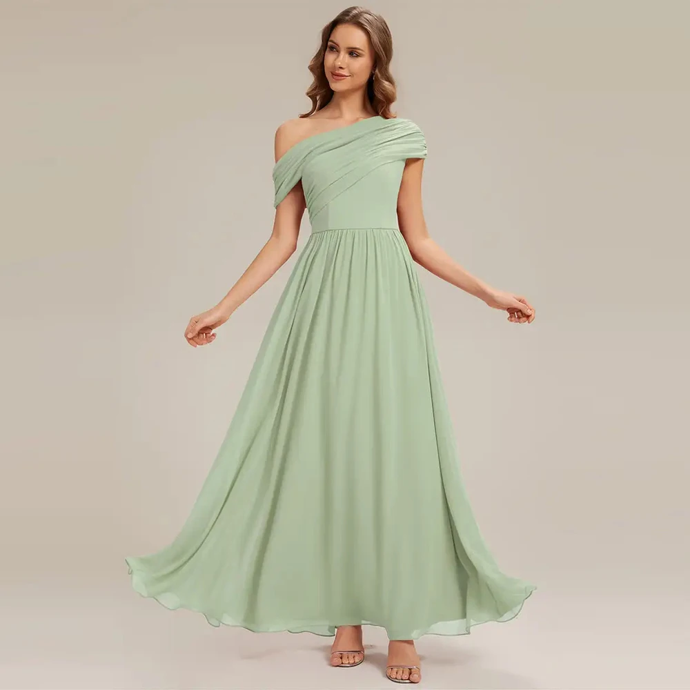 BAZIIINGAAA Party Dress Strapless Asymmetrical A-Line Gathered Floor Length Bridesmaid Dresses Evening Dresses