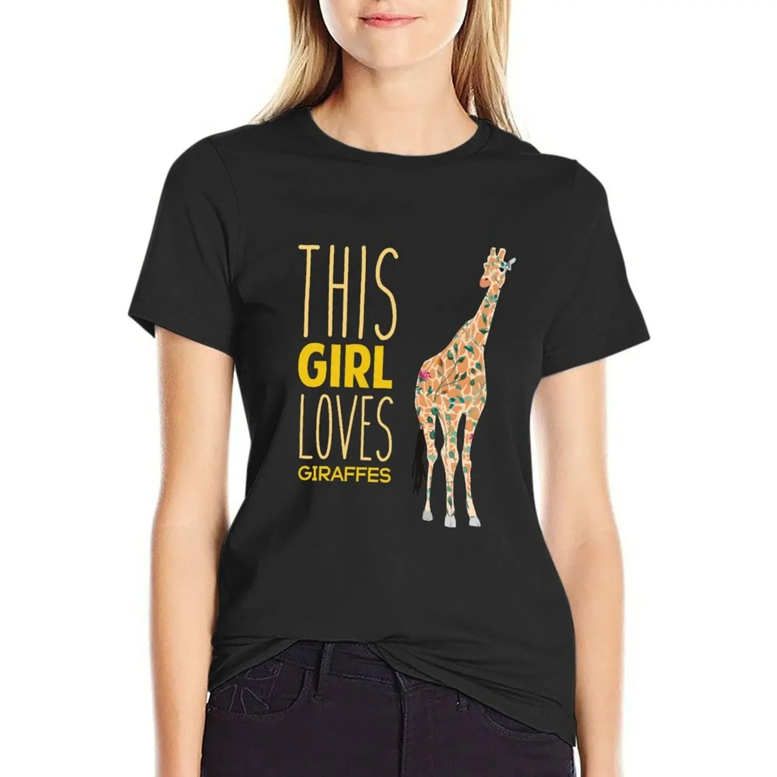 

This Girl Loves Giraffes Cool Animal Giraffe T-Shirt summer top graphics heavyweights plain t shirts for Women