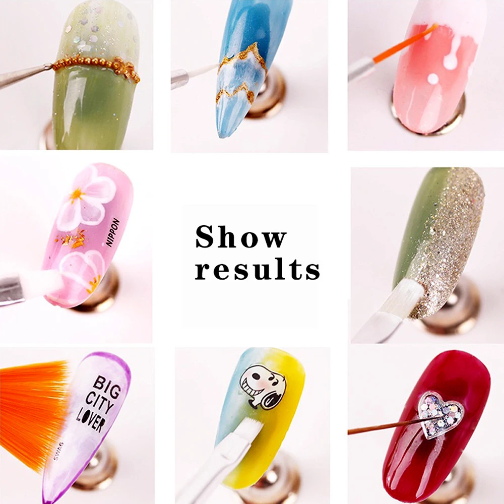 Juego de 20 piezas de pinceles para decoración de uñas, Gel acrílico UV, dibujo, punteado, pincel para manicura, polvo líquido, tallado, herramienta de cepillo para uñas de Gel DIY