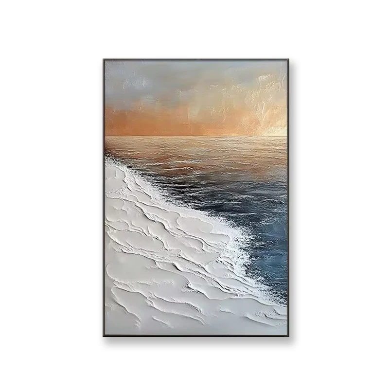 

Modern Abstract Seaside Sunrise Scenery Hand drawn Oil Painting,Living Room, Office,High-End Sofa Background Wall Decor,Hot Sale