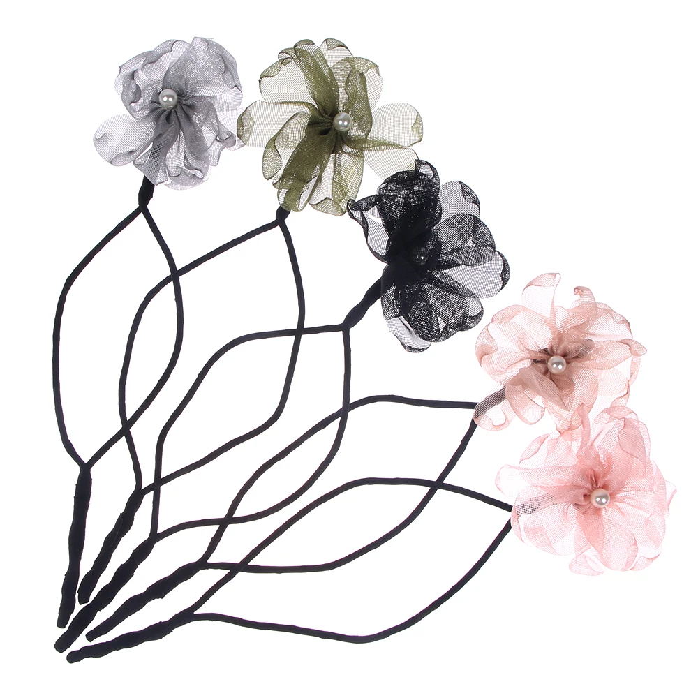 Flower Donuts Twist Headband Hair Bun Maker, DIY Woman Hairstyle Tool, Pearl Tools, Acessórios para o cabelo