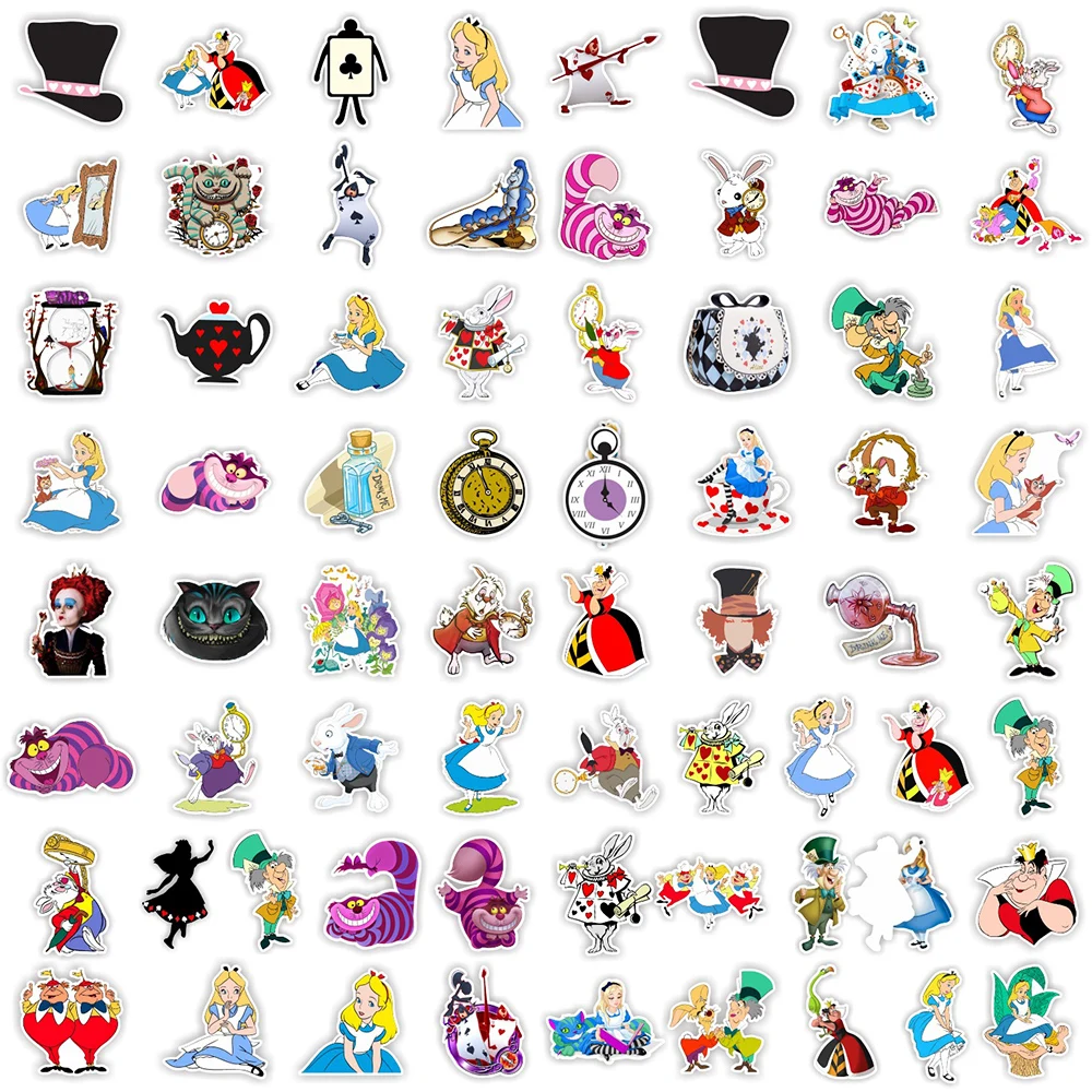 10/30/70pcs Disney Movie Alice in Wonderland Cartoon Stickers Waterproof Graffiti Decals Phone Guitar Suitcase Cute Sticker Gift