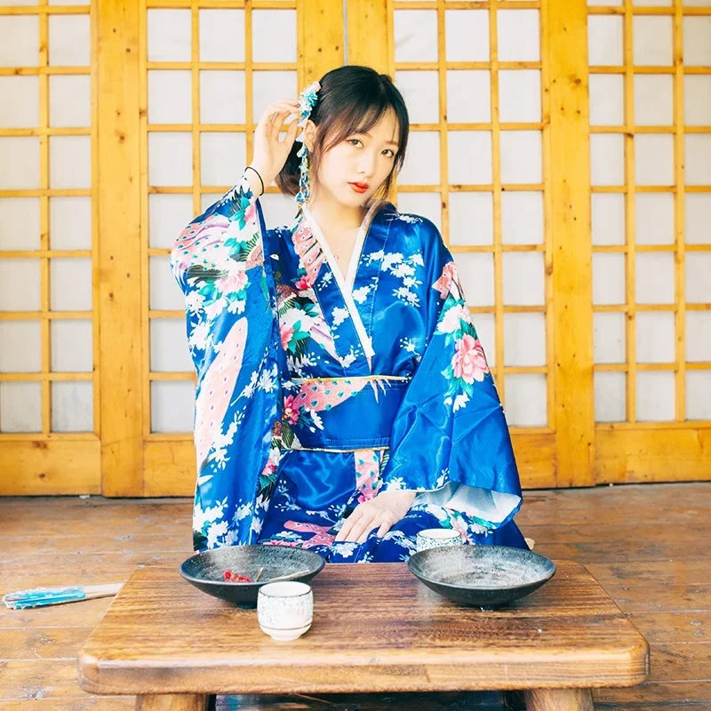 

kimono yukata Women japanese Traditional dress Kimonos Costume Cosplay Female Obi 10736