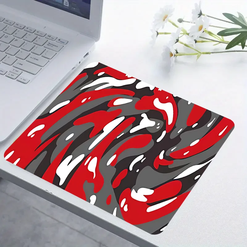 1pc Red Abstract Texture Swirl gaming mousepad, 2mm thick computer keyboard mat, 31.49 x 11.81inch, natural rubber non-slip offi