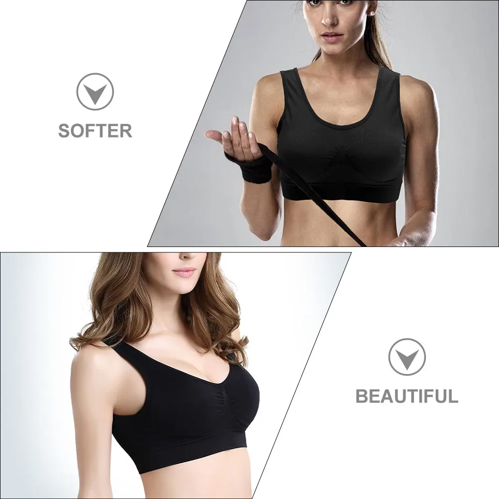 

3 Pcs Yoga Sports Bra Wireless Seamless Vest for Women Black S Size Running Fitness Underwear Soft Comfortable Breathable