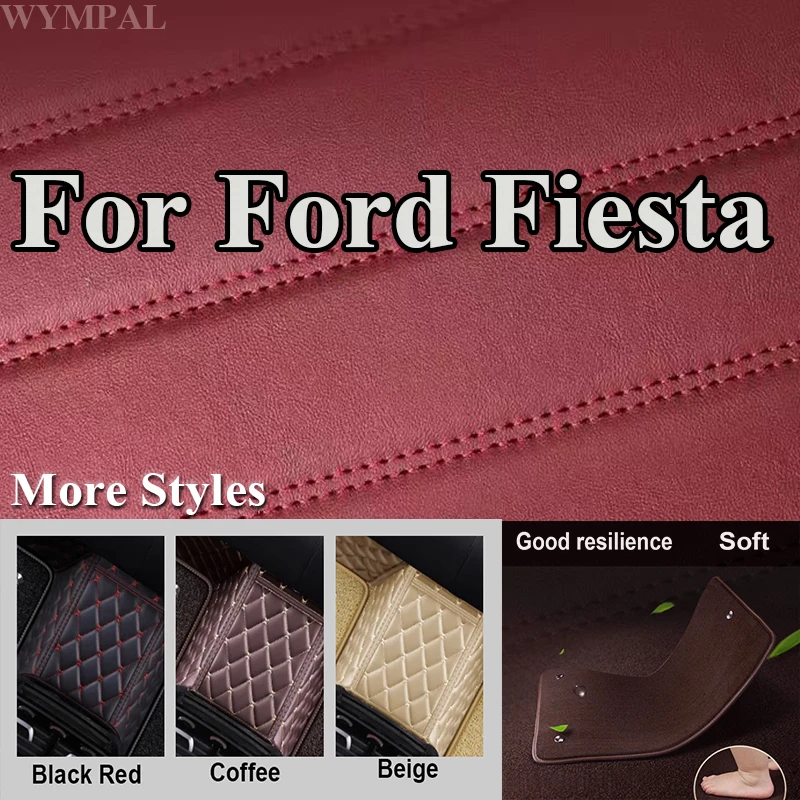 

Luxury Custom Auto Luxury Leather Car Floor Mat For Ford Fiesta 2009 2010 2011 2012 2013 Car Mat Full Set Women Waterproof