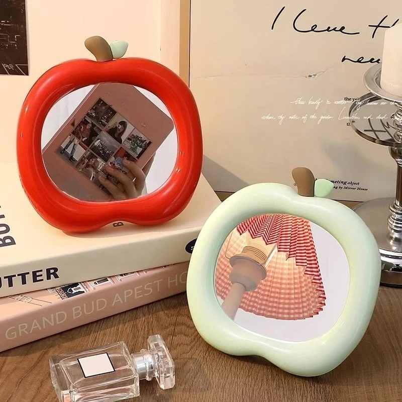 1 Stück Schminkspiegel in Apfelform, dekorativer Kosmetikspiegel für den Schreibtisch, Schlafzimmer, Wohnheim, Schreibtischzubehör, Heimdekoration
