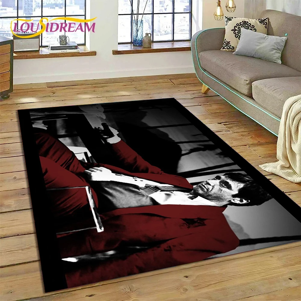 Scarface Tony 3D Printing Movie Rug Carpet for Living Room Bedroom Home Decor,Floor Mat Non-slip Decoration for Sofa Doormat Kid