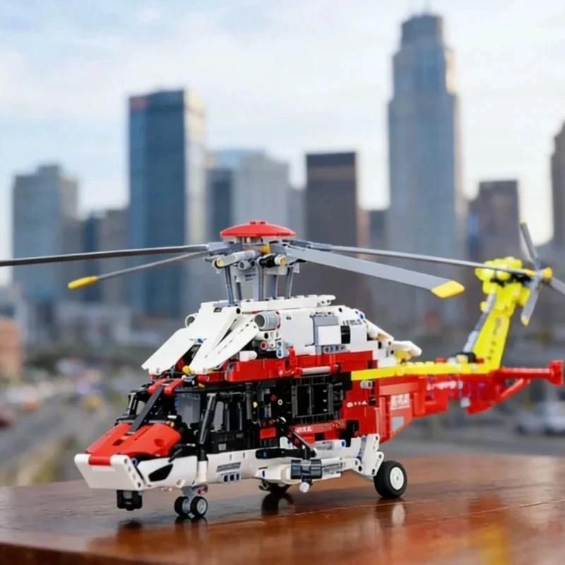 

2026 New Model / Rescue Helicopter Building Blocks MOC Tech Airbus H175 Engine Assembly Helicopter Building Block Toys