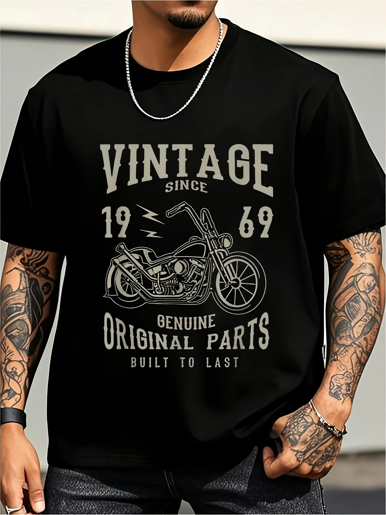 1969 Trendy Birthday Retirement Retro Style Motorcycle Customized Bike 137 Men's T-Shirt Plus Size Retro Casual Round Neck Printed T-Shirt Unisex, Plus Size