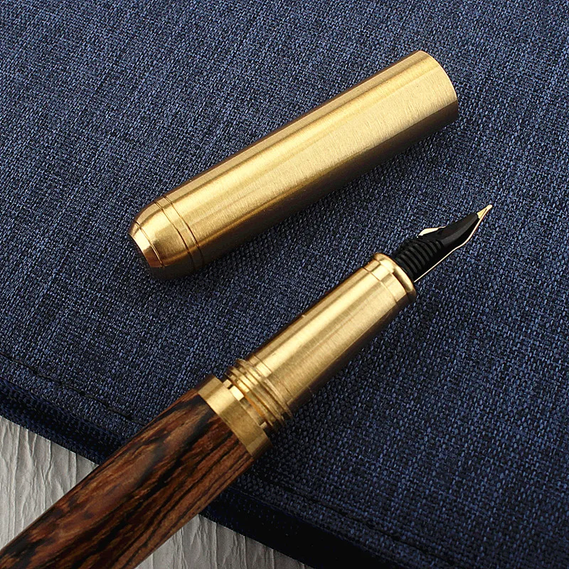 Imagem -06 - Luxo Qualidade Red Wood Fountain Pen Latão Cobre Caligrafia Golden m Nib Tink Pen Business Office School Supplies